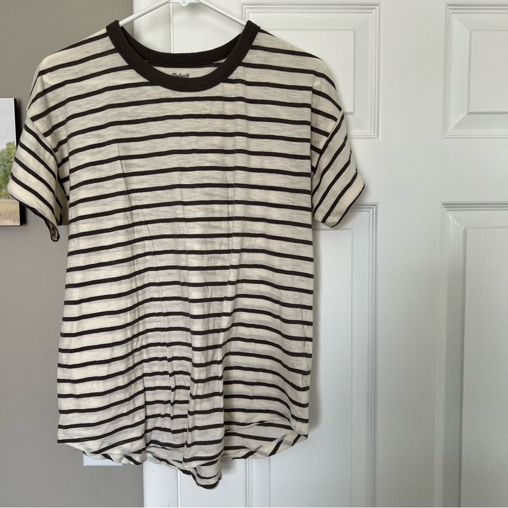 Madewell whisper cotton rib-crewneck tee in Malerva Stripe. L. - Picture 6 of 12